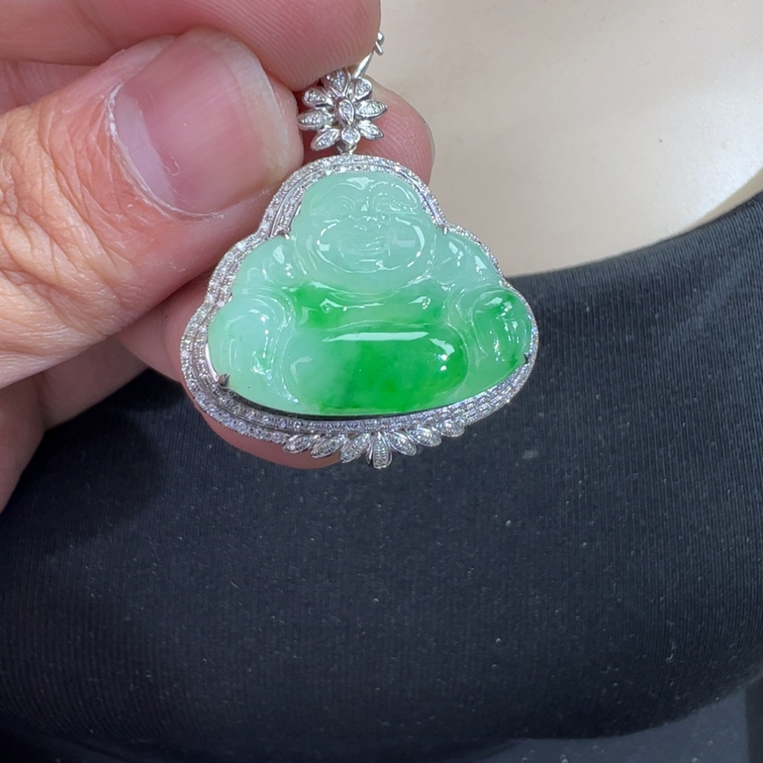 翡翠18K金镶嵌吊坠(不含链)