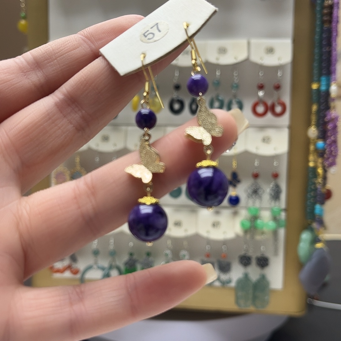 玛瑙/玉髓合金耳钉y1