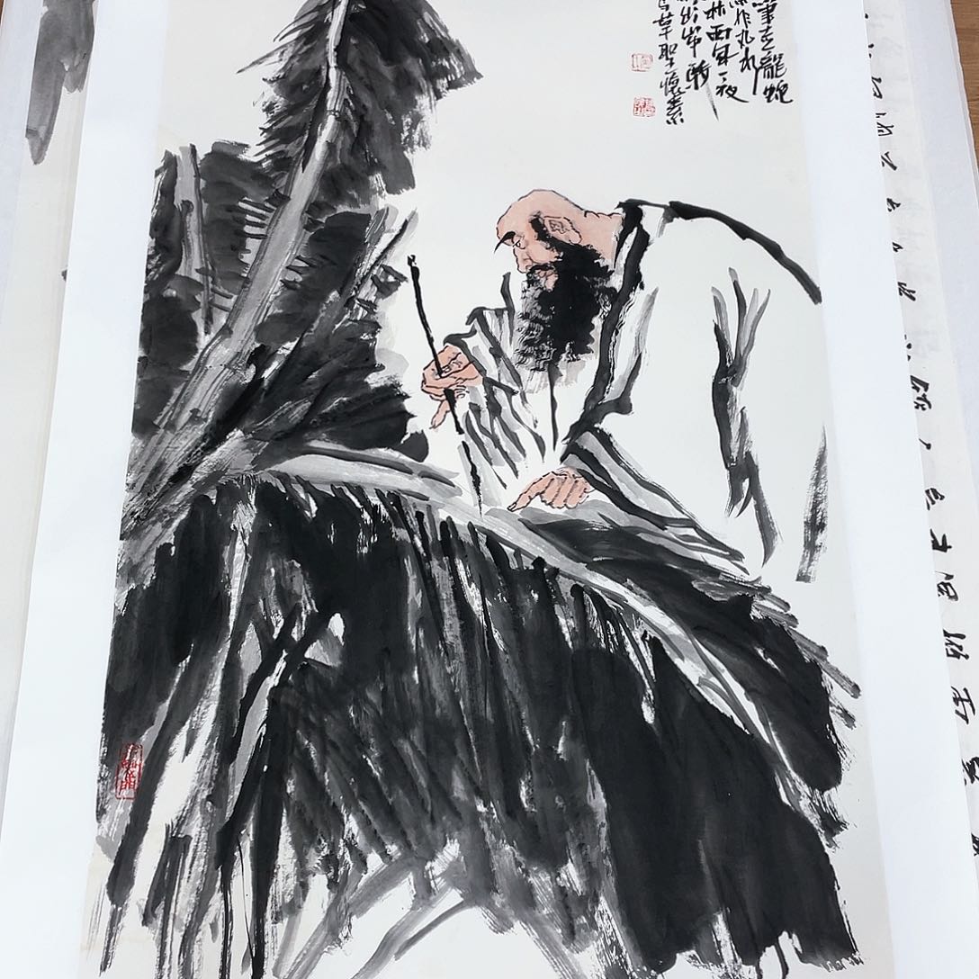 国画把门反锁门上一扇