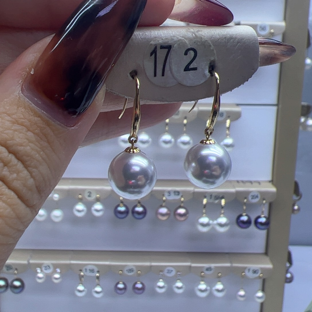 淡水珍珠耳饰18K金镶嵌