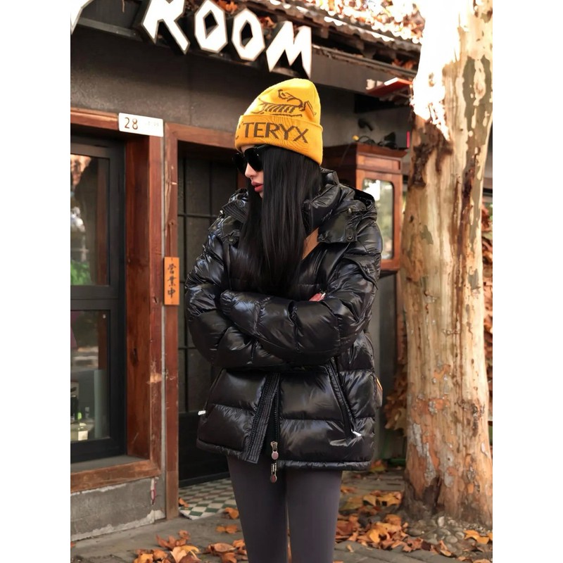 蒙口羽奢诺威陈奕迅黑羽绒服男女经典亮光同款加厚白鹅绒玛雅外套