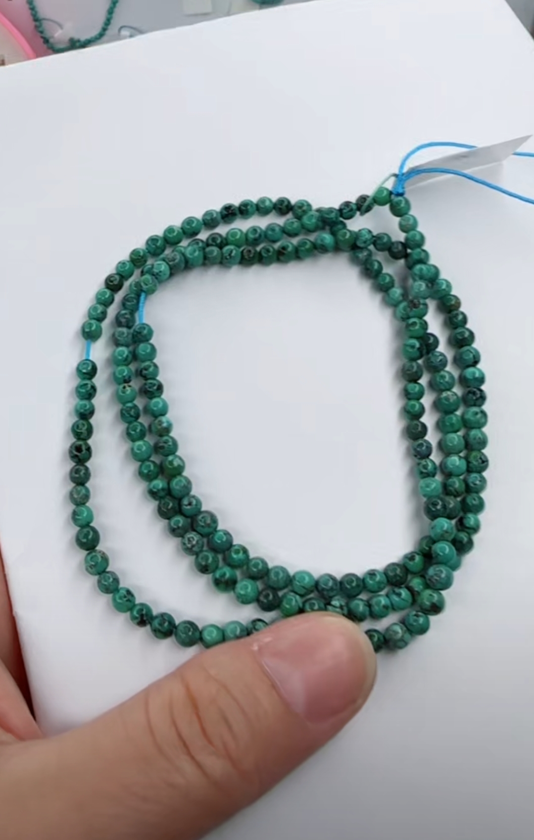 天然原矿绿松石米珠链