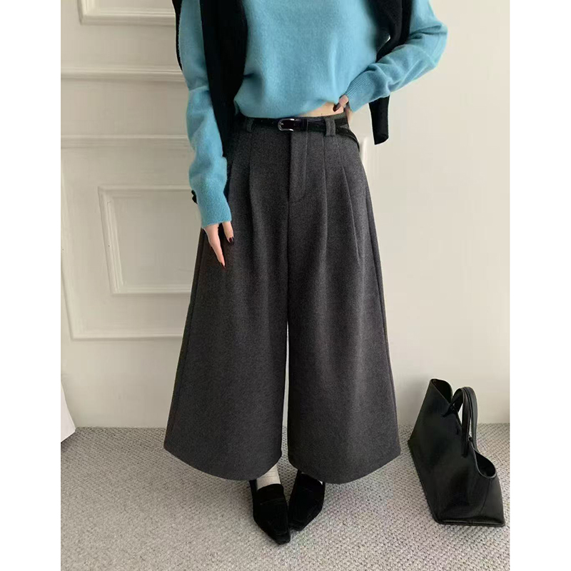 小众轻奢加绒八分阔腿裤女
