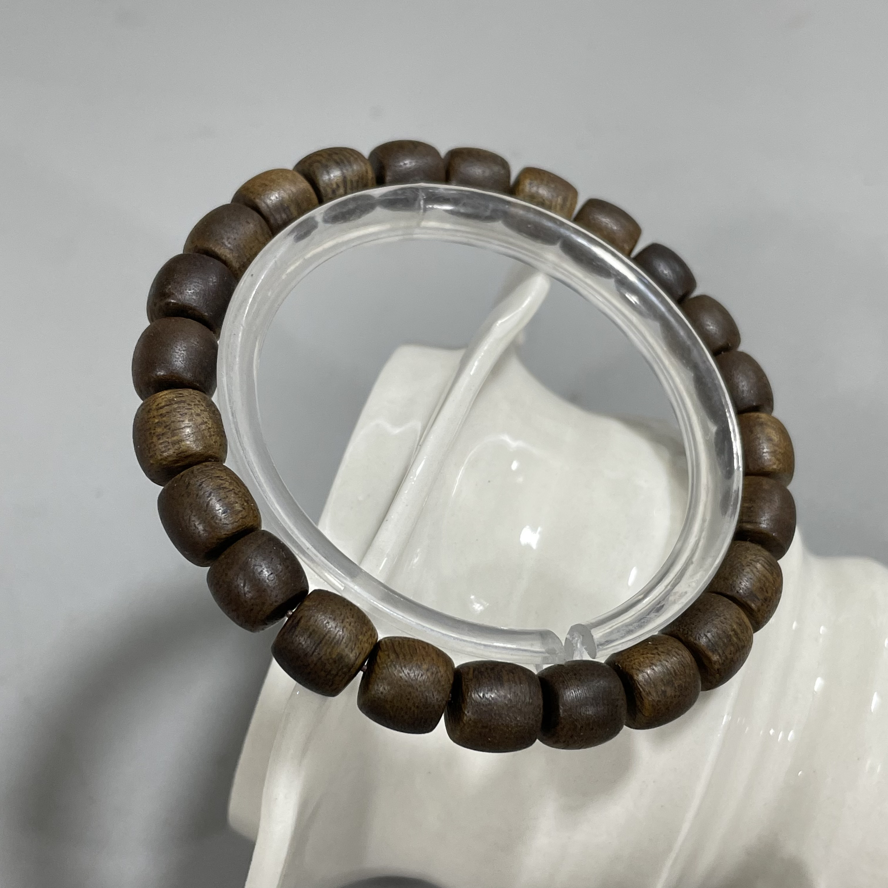 沉香CX12海南水格沉香9×8直切桶珠单圈手串