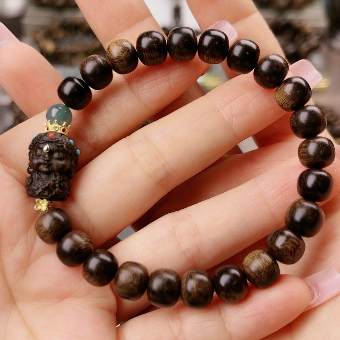 沉香手串墨****木富森红土沉玉化糖心窖藏留疤老料0.8