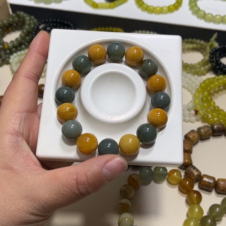 蛇纹石玉未镶嵌手链卡14