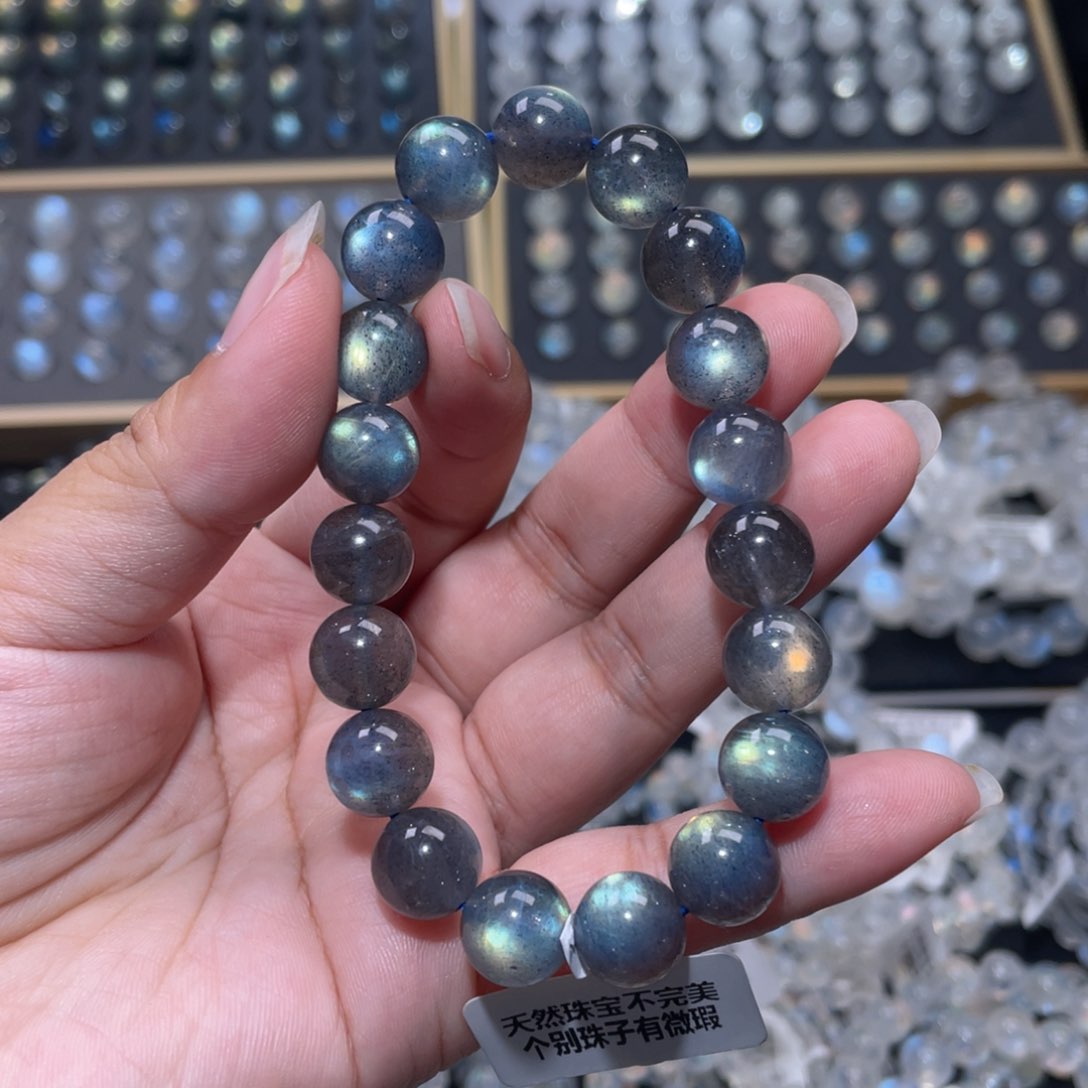 手链未镶嵌长石L**y马岛黑体灰月光手链10mm+