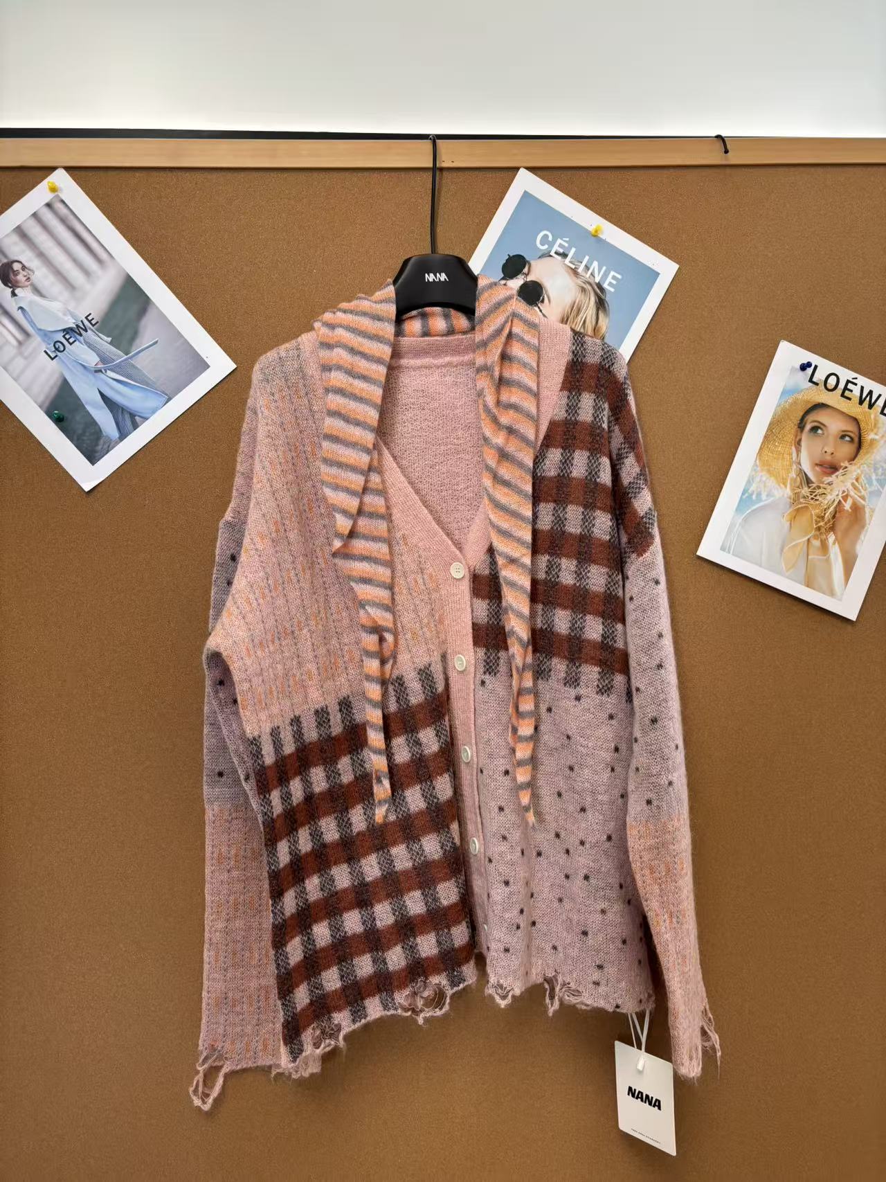 【NANA】小众设计师款飘带百搭气质针织开衫8129