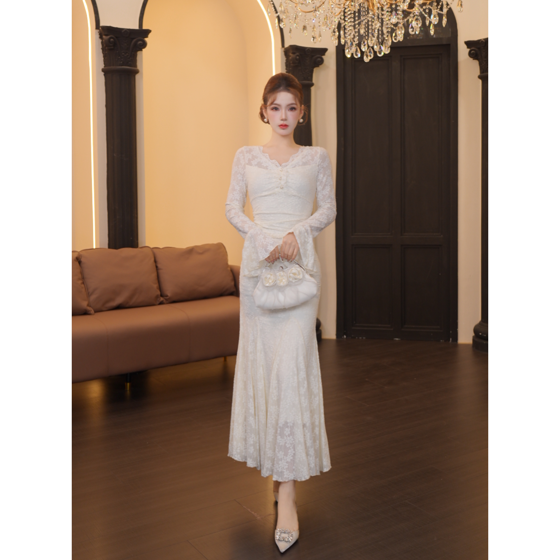 2店-811【温迪专属】显瘦法式千金风连衣裙P048