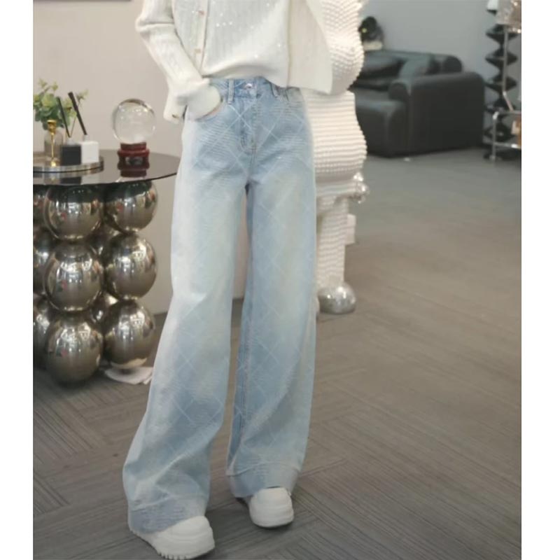 时尚休闲直筒显瘦牛仔裤女2025年春秋季新款高级感百搭阔腿长裤子