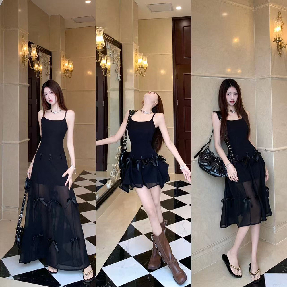 性感纯欲三穿设计感高级感吊带连衣裙女春季新款收腰显瘦a字长裙