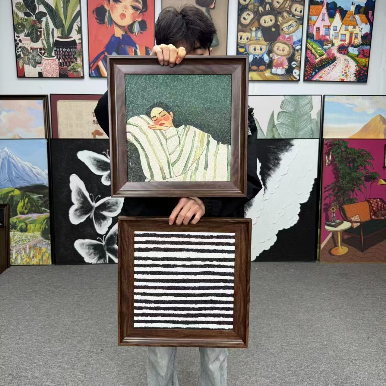 复古法式小众抽象人物艺术挂画用于客厅卧室装饰高级感满满4040