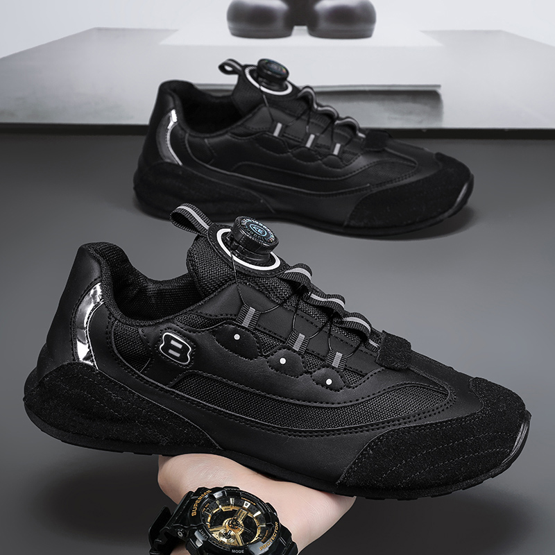 ZM潮牌免系带内增高包底男鞋百搭旋转扣休闲鞋透气软底网面运动鞋