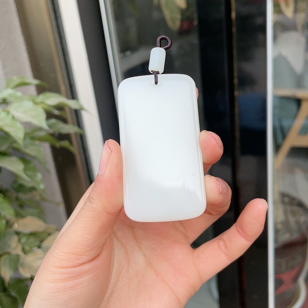 266968玉美人小程和田玉羊脂白玉平安牌挂件