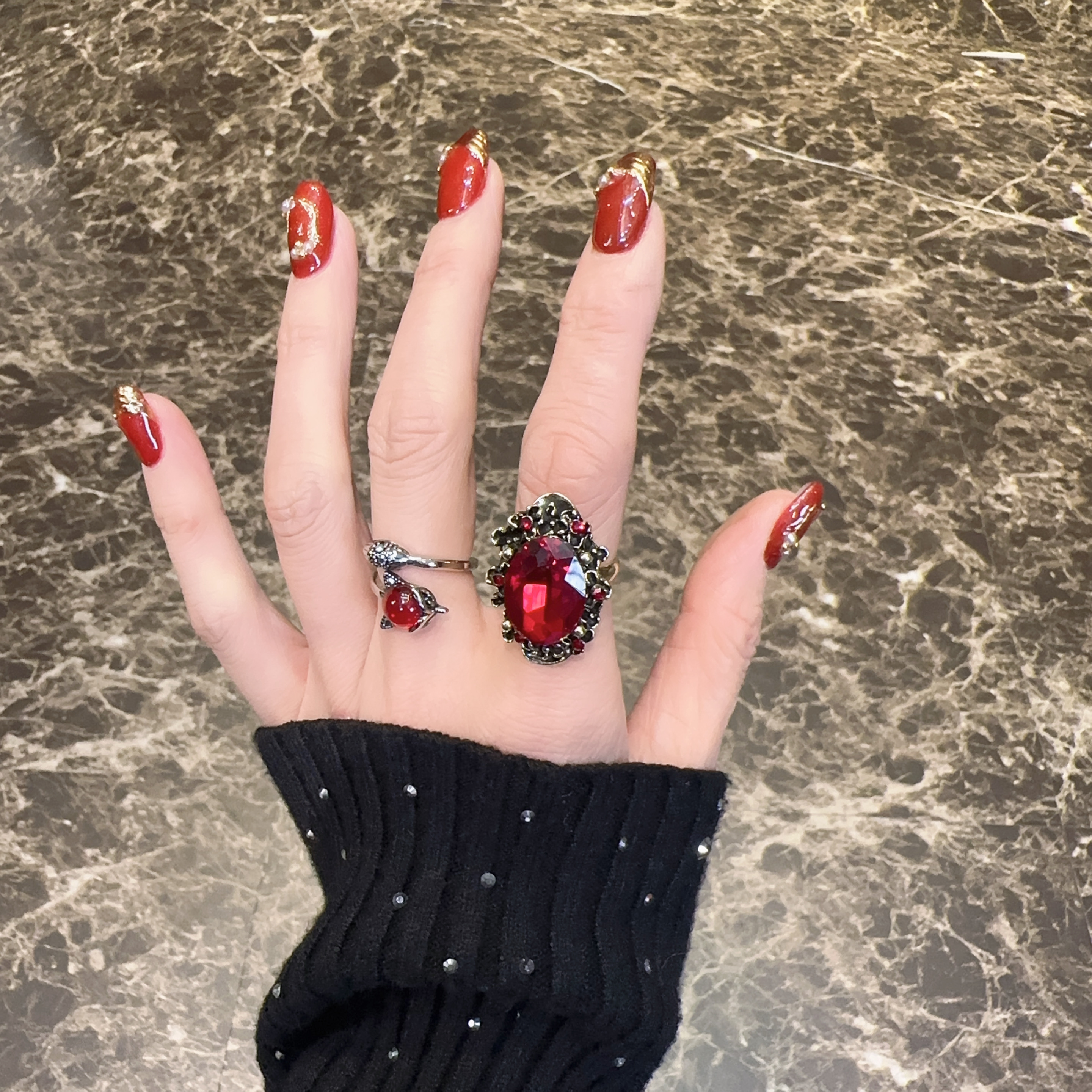 合金戒指 时尚定制戒指两件套（一大一小） A063#