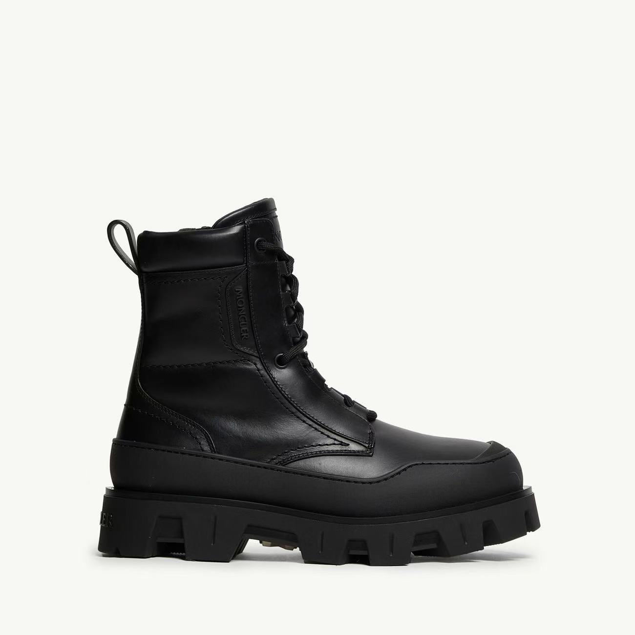 未使用 MONCLER 25秋冬Peak Path男士皮革系带靴