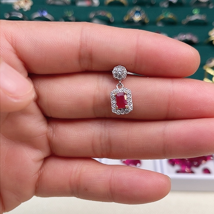 红宝石颈饰银S925镶嵌