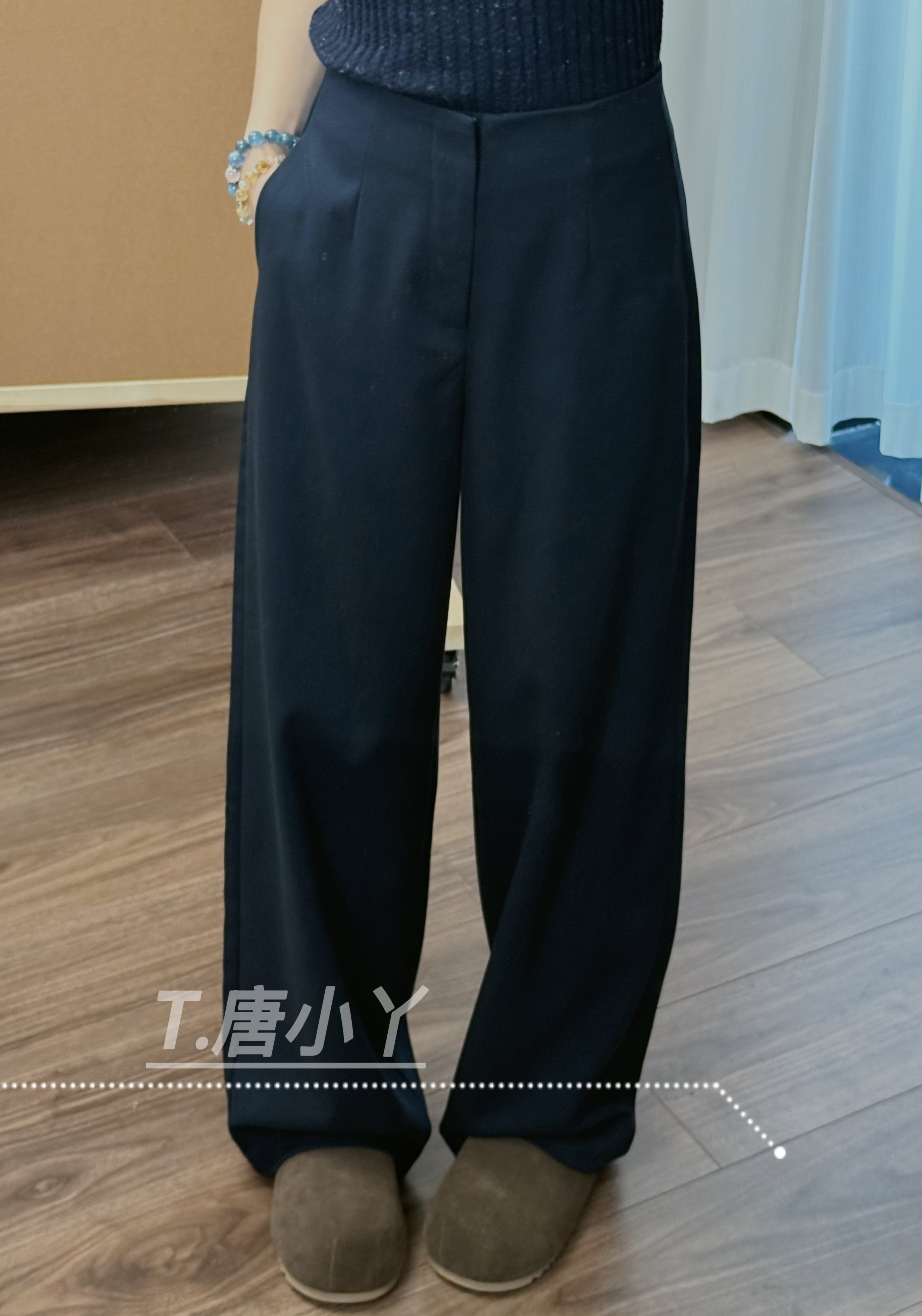 唐小丫|2025秋冬季新款羊毛高腰窄版显瘦直筒阔腿裤890