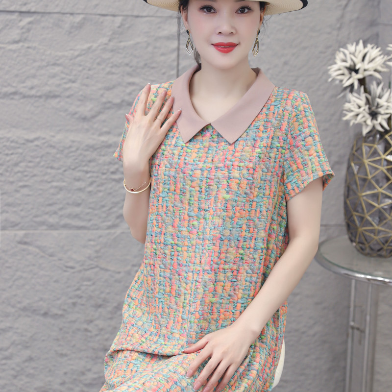 9882-妈妈装夏季时尚休闲显瘦宽松舒适气质连衣裙【依】