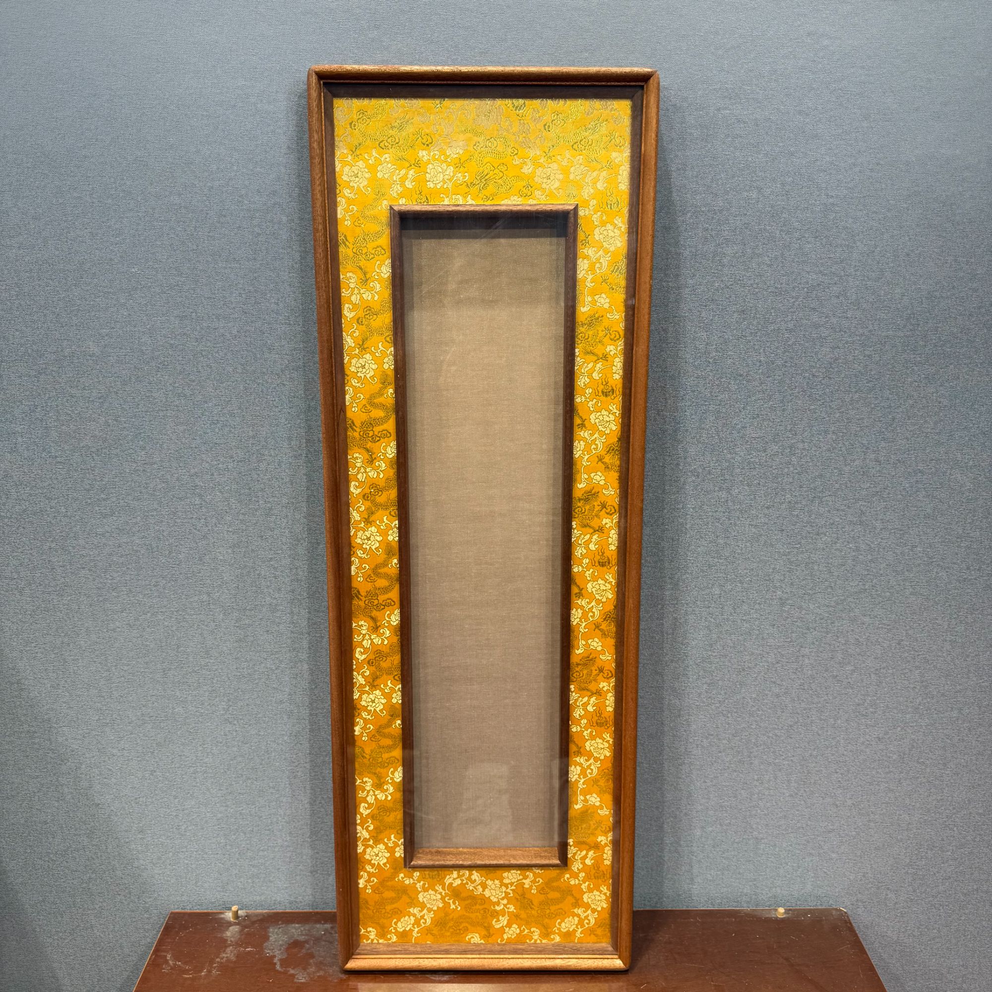 30x90黄加云龙纹超高端乌檀实木榫卯画框【画芯17x68】
