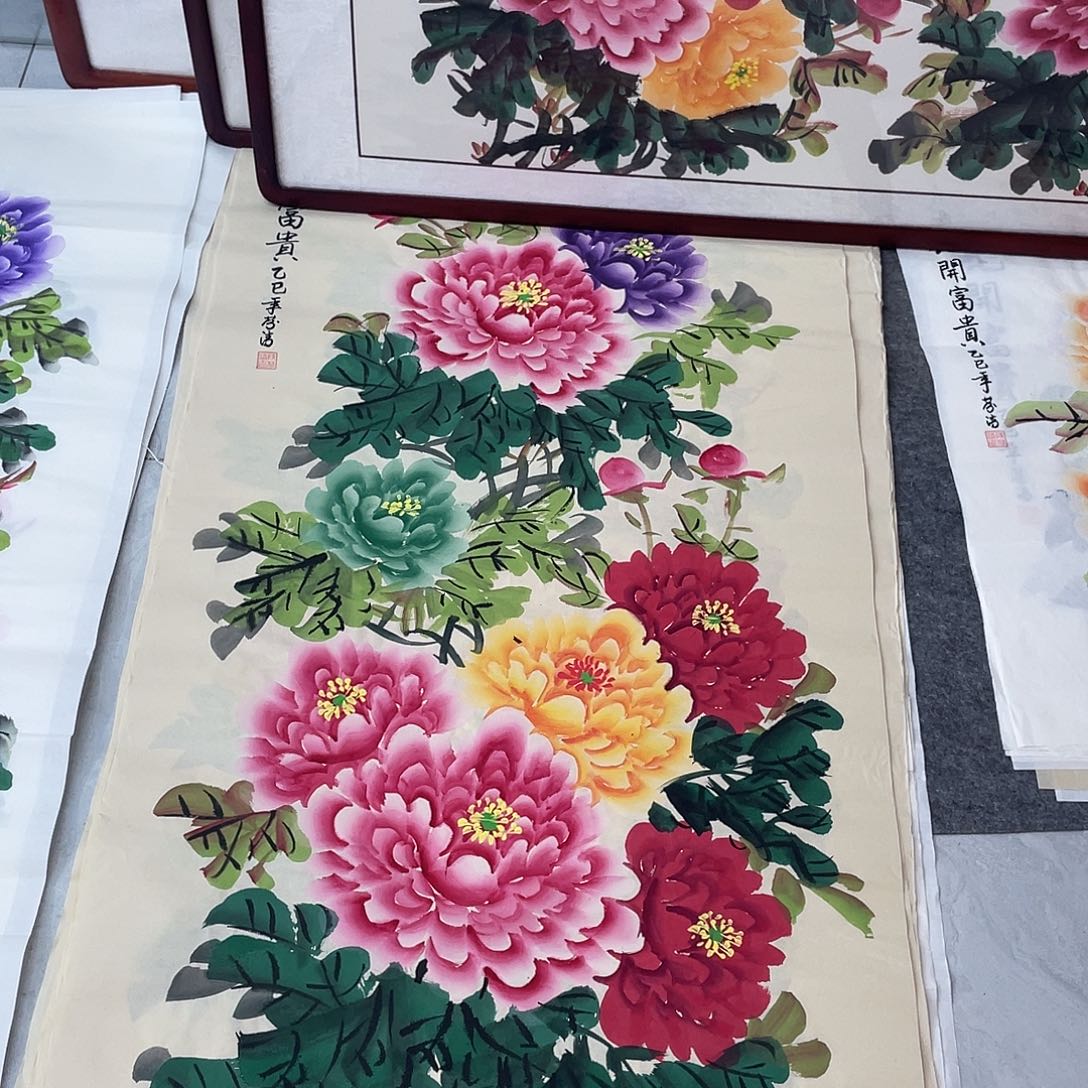 国画国画作品原稿四尺竖仿古五彩