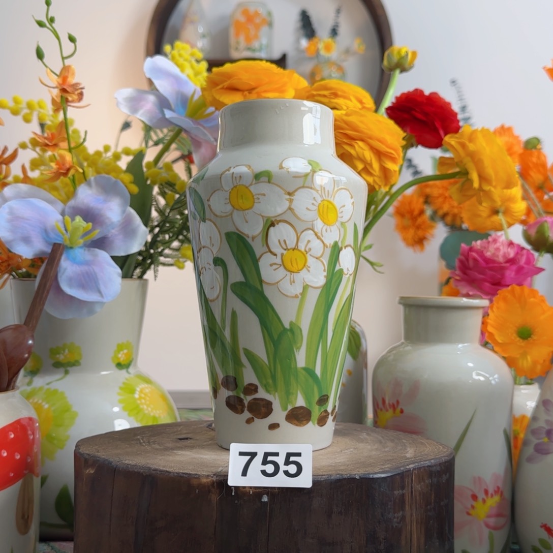 摆件景德镇陶瓷手绘小花瓶摆件无孔