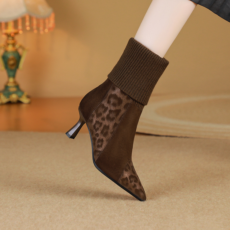 牛皮/跟高6公分/33-41/8927R细跟尖头时尚性感高跟冬季时装中筒靴