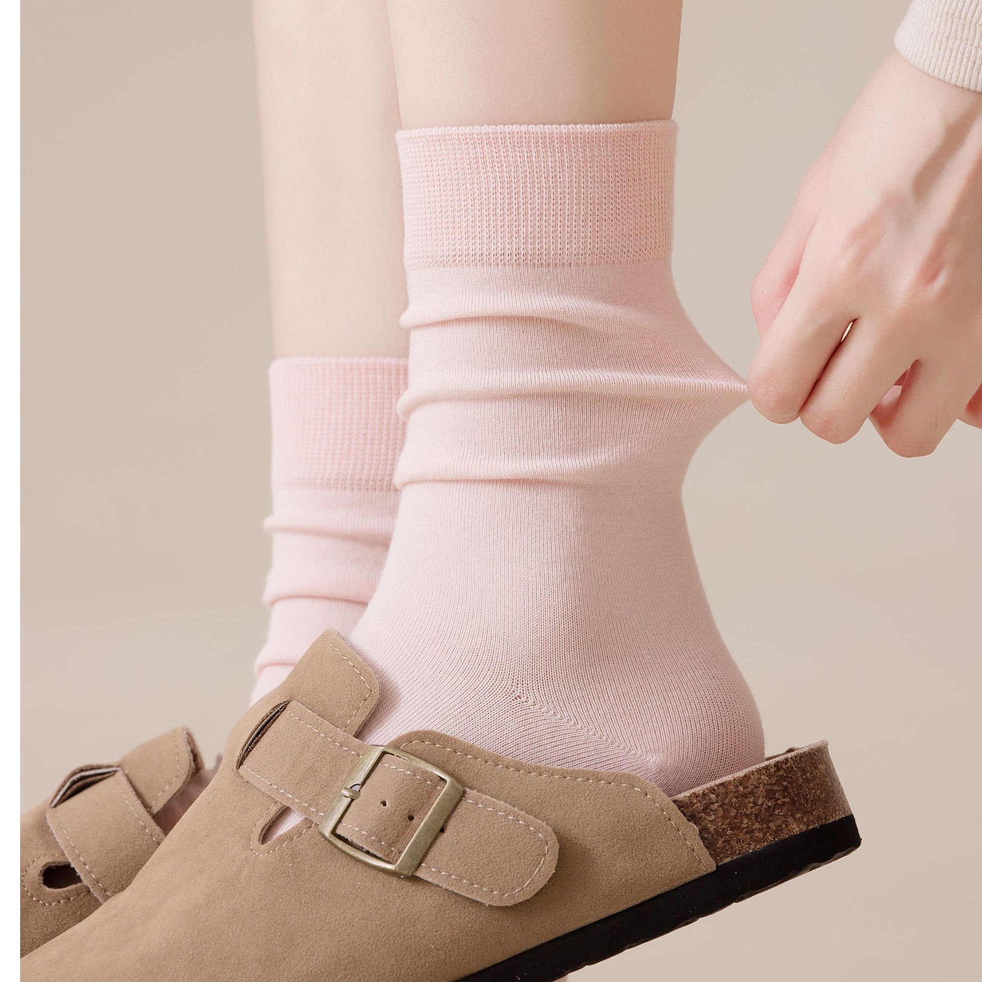 【多色】女士秋冬保暖无骨中筒羊毛袜 羊毛棉混纺-GY301