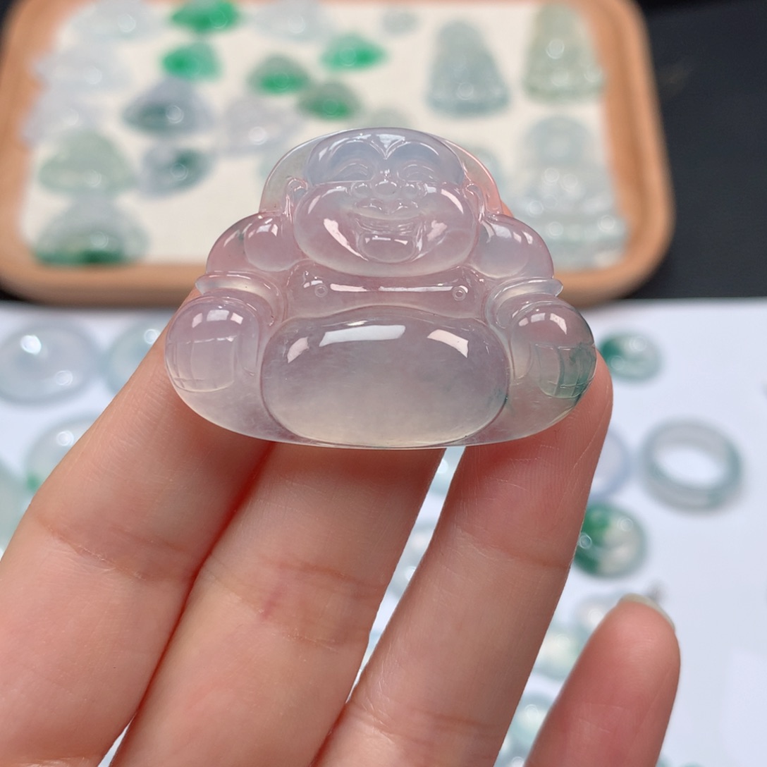 翡翠颈饰未镶嵌冰种飘花大佛公