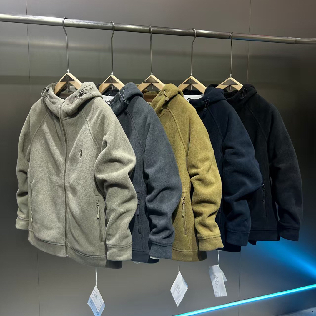 25春秋新款情侣款摇粒绒连帽外套高品质男女同款休闲加绒潮流卫衣