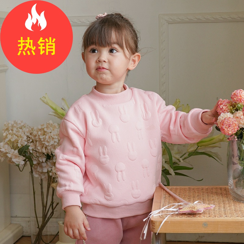 品牌女童加绒卫衣秋冬新款冬装洋气卡通保暖上衣潮XGE37244