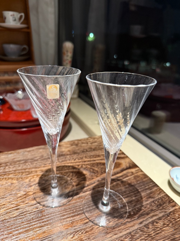 日本回流，东洋佐佐木 sasaki 水晶香槟对杯一套