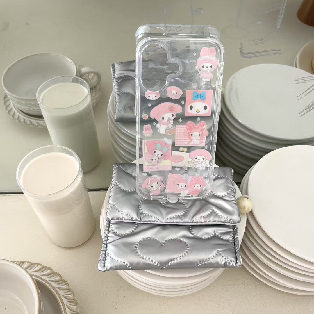 可爱卡通美乐蒂鎏金便签imd双层手机壳适用苹果iPhone 16pm/15/14