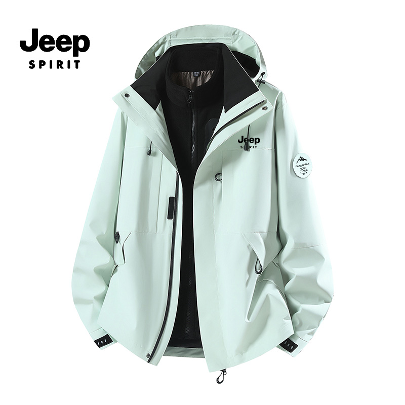 JEEPSPIRIT三合一抓绒内胆外套秋冬户外运动休闲百搭情侣款