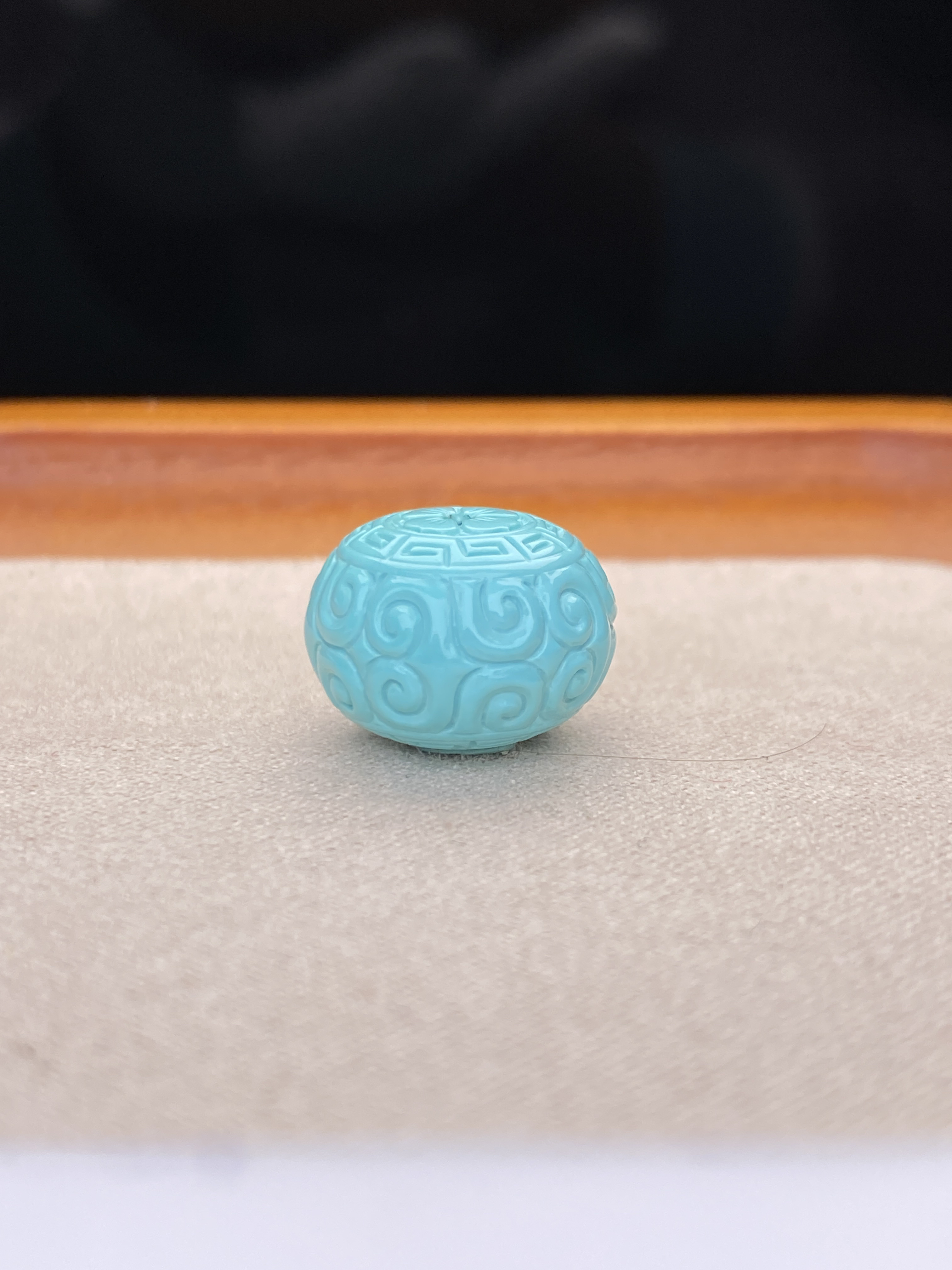 天然原矿高瓷回纹珠雕刻配饰百搭气质款绿松石14.5mm