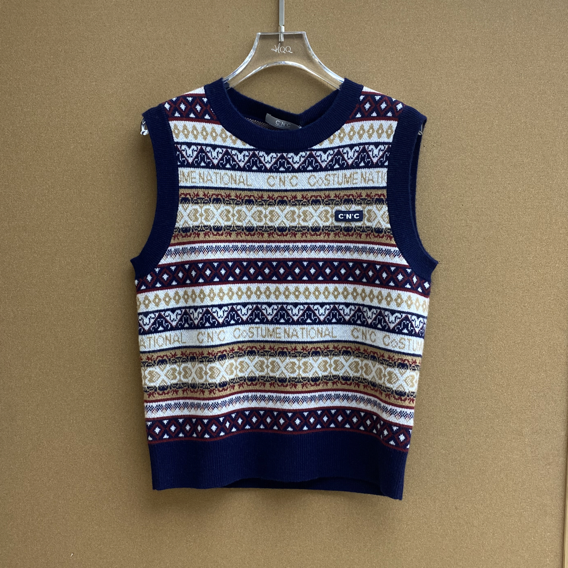 CNC上衣｜『HQQ专属』绵羊毛➕山羊绒费尔岛风印花针织马甲1013