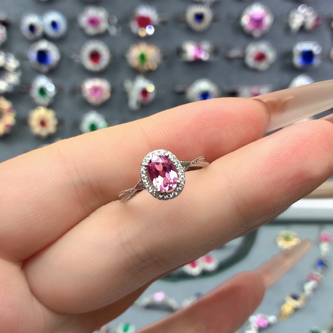 925银培育帕帕拉恰色粉蓝宝