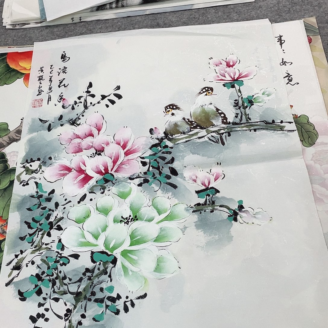 国画纯手绘山水花鸟