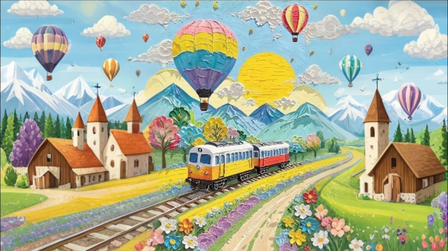 【多巴胺】横幅  儿童房挂画  手绘油画  装饰画  