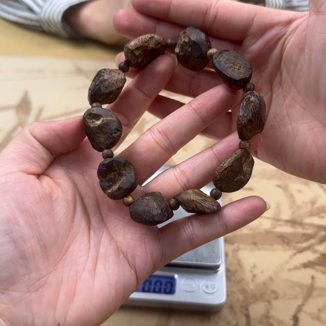 沉香手串紫棋包头高货21克