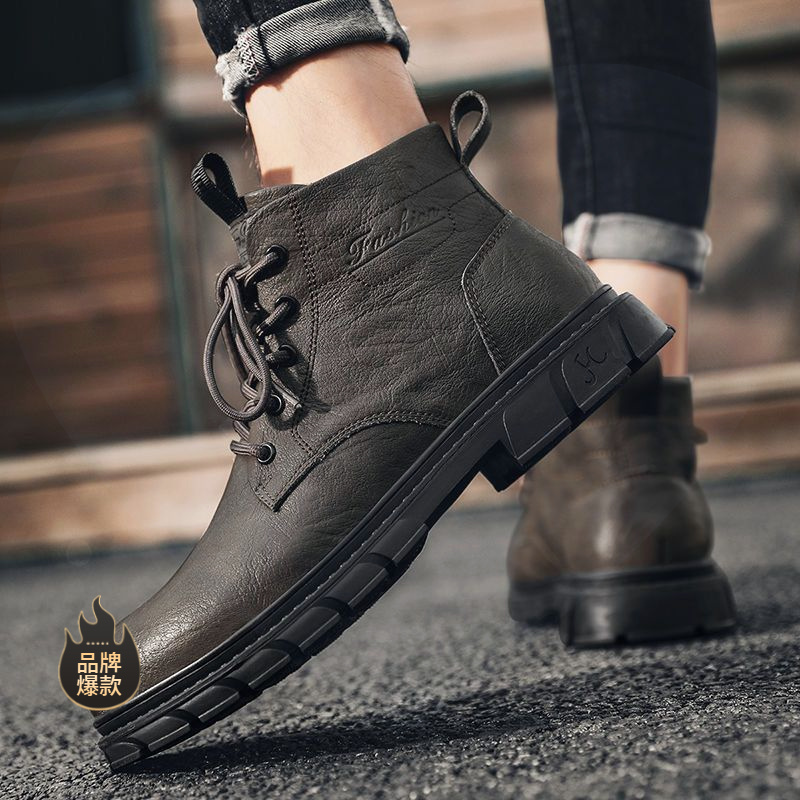 驾驶员开车专用鞋马丁靴男2025中帮男士新款潮男鞋英伦风工装皮靴