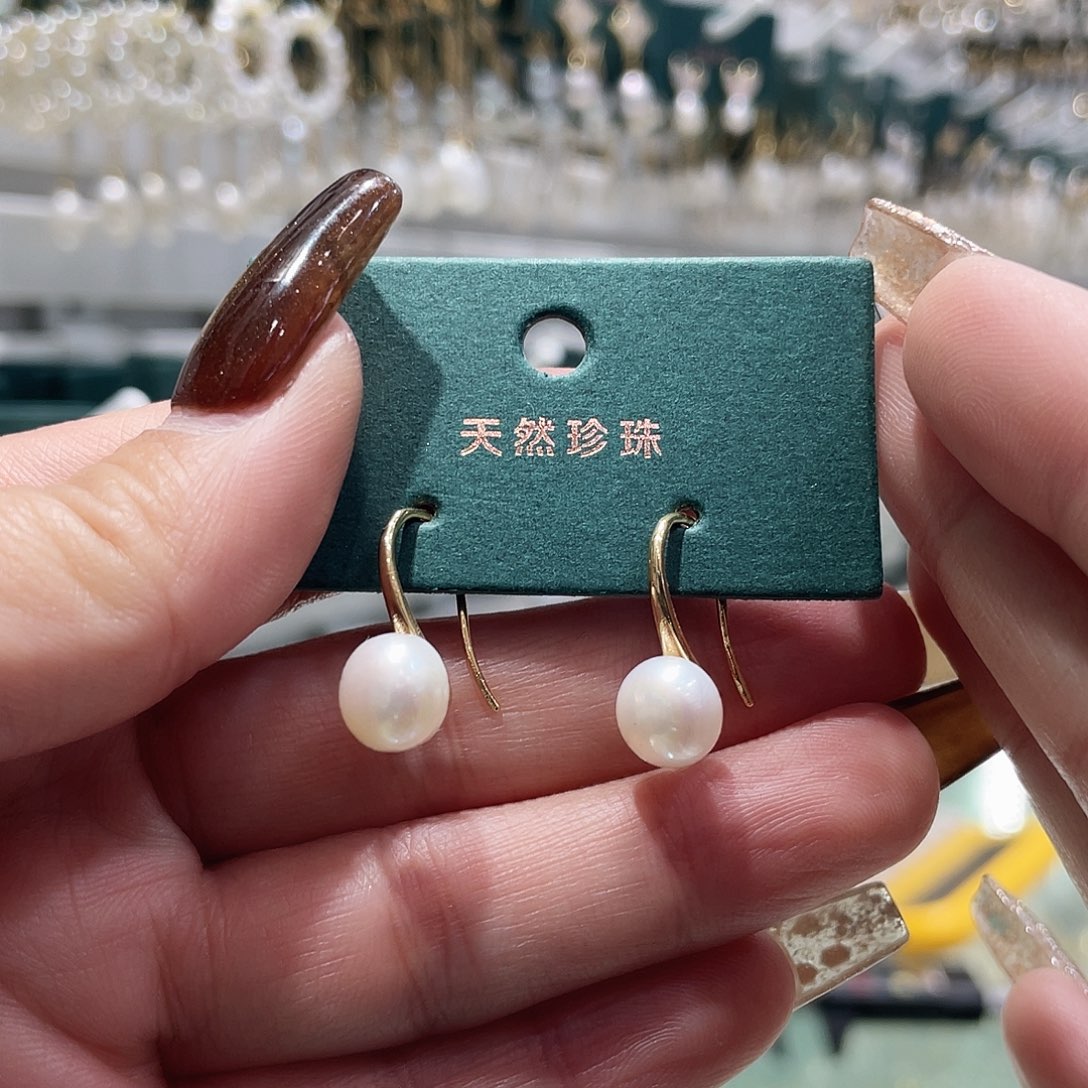 银S925镶嵌淡水珍珠耳饰