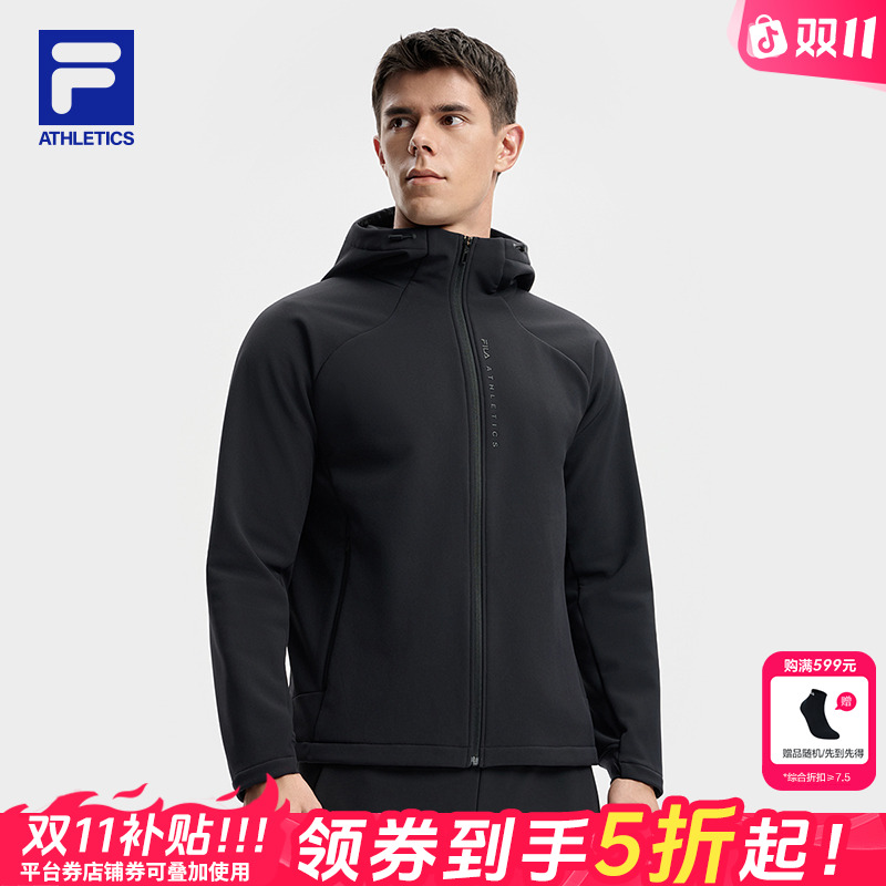 【加绒防风保暖】FILA/斐乐男秋季新款户外连帽运动外套A11M541706F