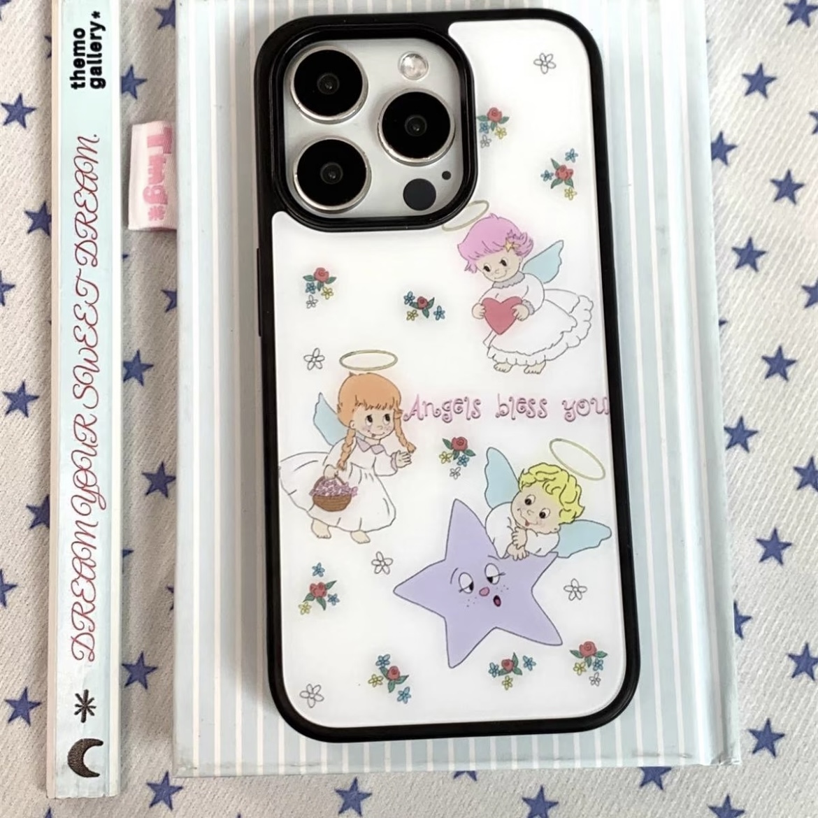【壳乐专属】韩系爱心小天使适用于苹果16pro女iphone15玻璃手机壳