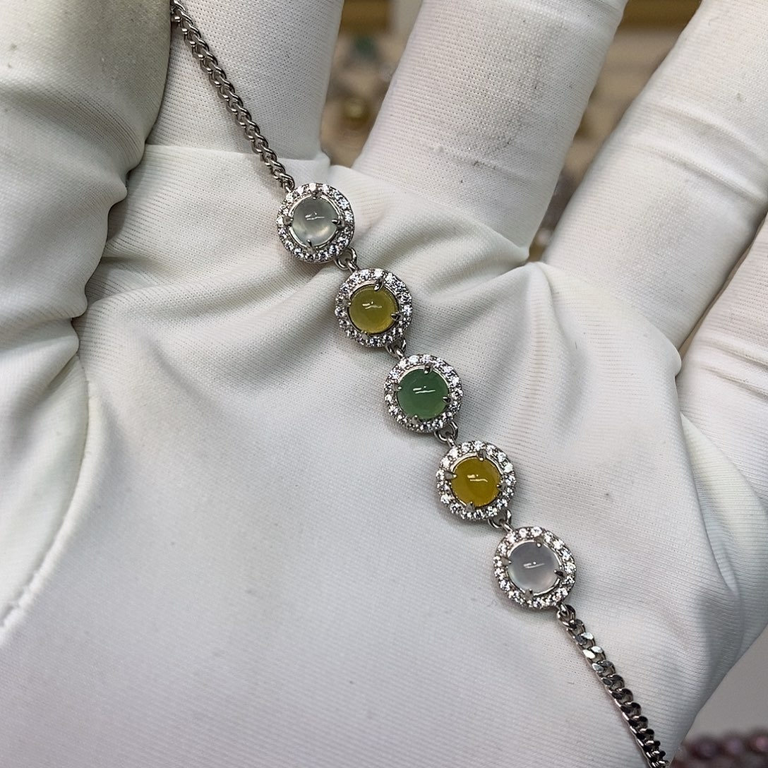 翡翠银S925镶嵌手链