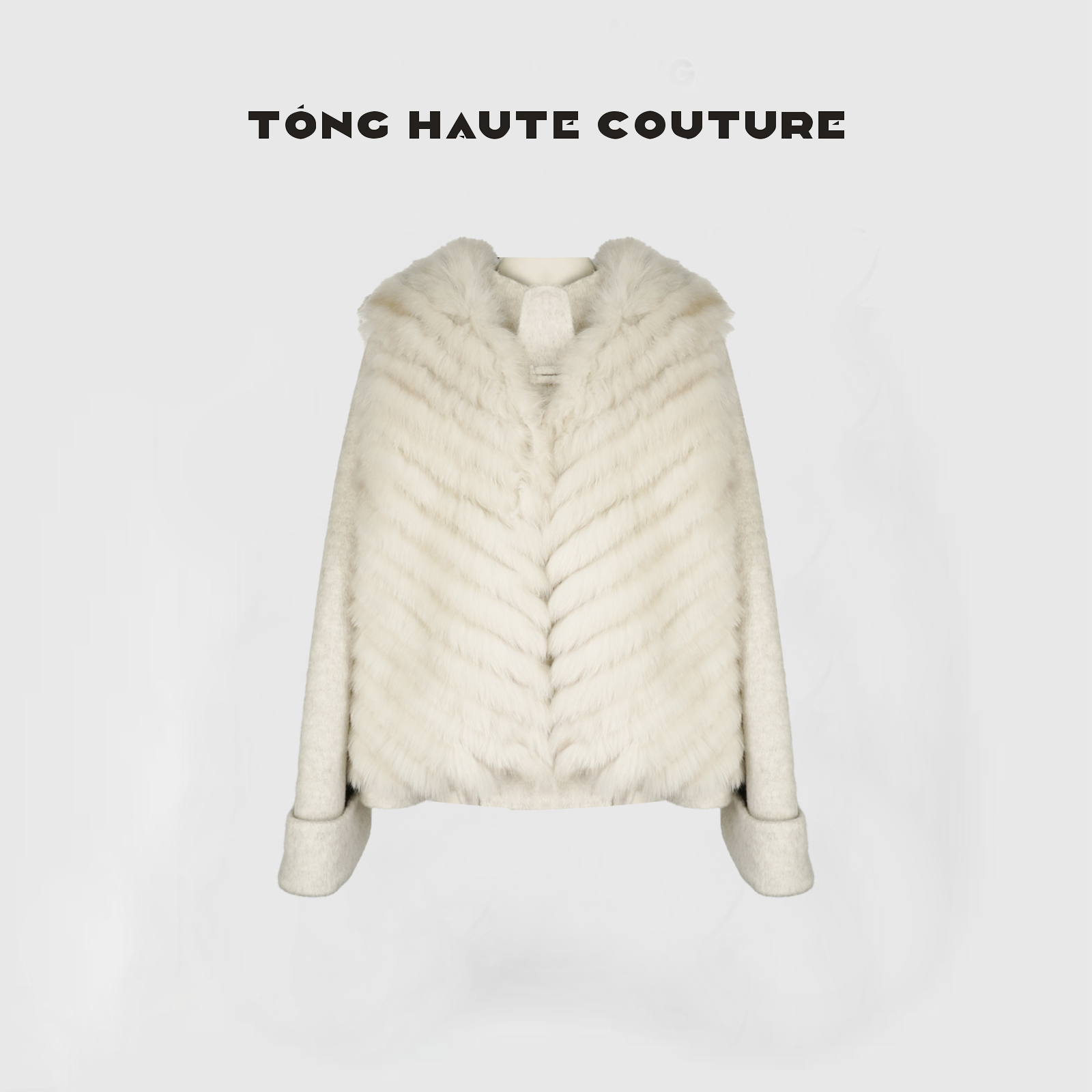 【初念】冬季新款高支羊毛拼接狐狸毛马甲+大衣两件套装 YW663