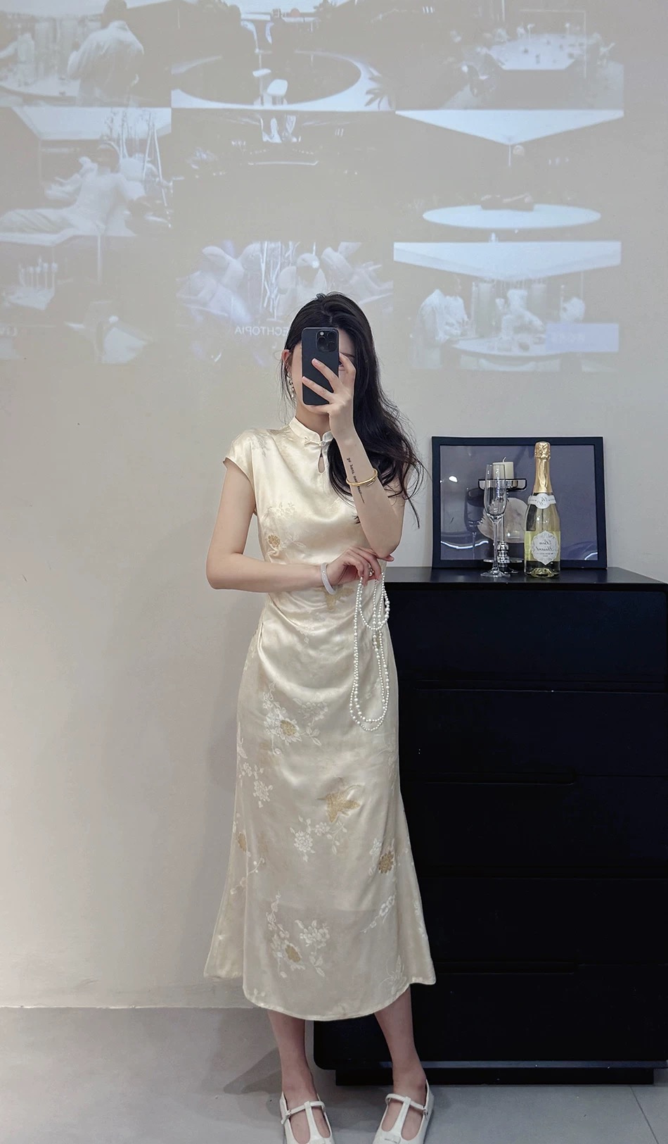 新中式改良立领收腰提花国风旗袍连衣裙女夏季新款----8832