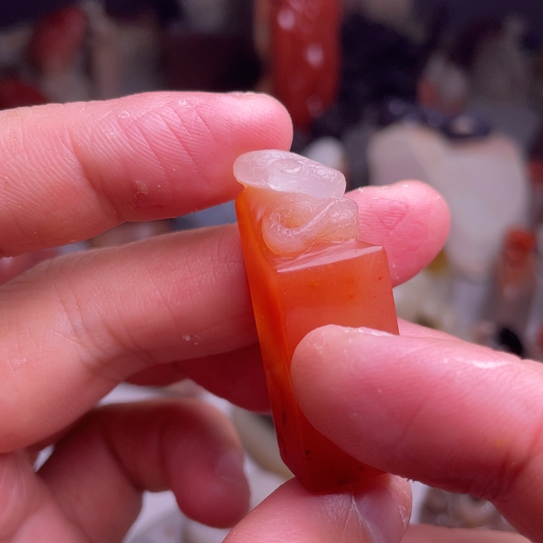 老挝石小白蛇印章