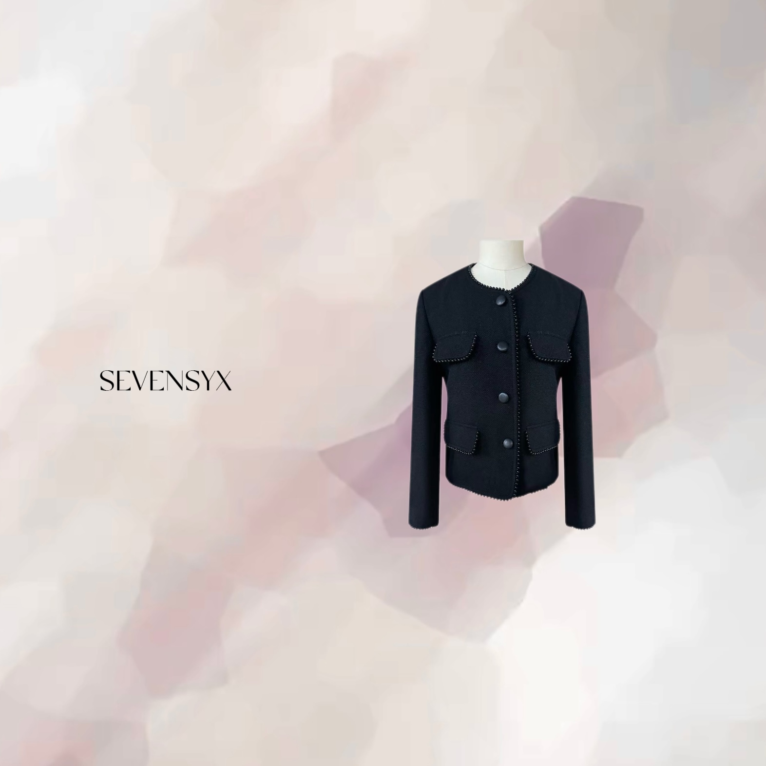 【中秋特价珠珠外套】25新款小香风 黑色外套 气质 轻奢 显瘦 百搭 