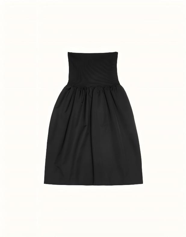 AMOMENTO 25秋冬 W07SK  塔夫绸褶皱喇叭裙